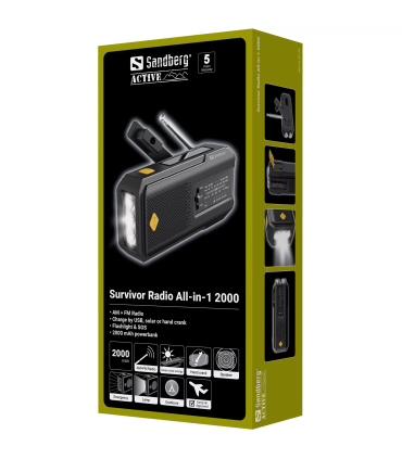 Sandberg SURVIVOR ALL-IN-1 2000 raadio ja akupank